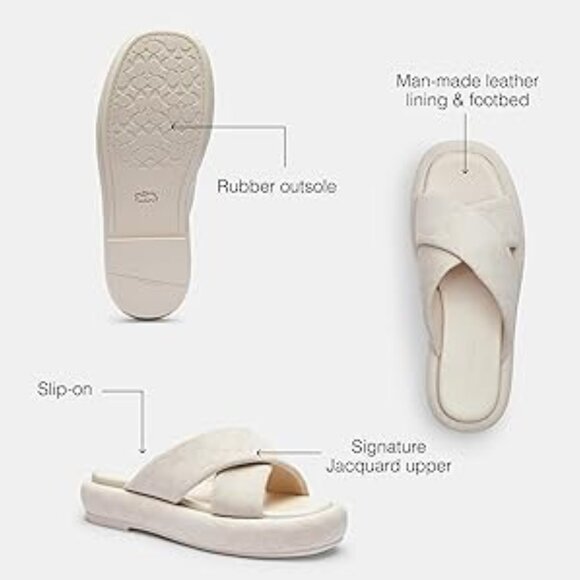 NIB COACH Penelope Signature C Logo Canvas Platform Slide Sandals -VARIOUS - Picture 2 of 8